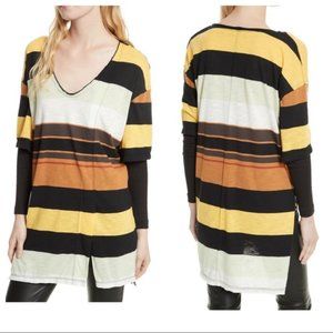 We The Free Kate Striped Layered V-Neck Tunic Top
